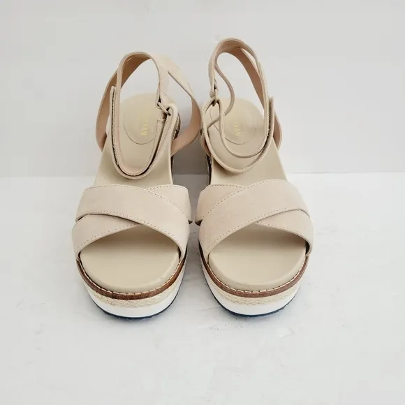 NEW Cole Haan Women's CloudFeel Espadrille Sesame Wedge Sandals Size 9.5