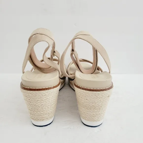 NEW Cole Haan Women's CloudFeel Espadrille Sesame Wedge Sandals Size 9.5