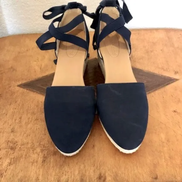 New CORSO COMO Romley Navy Blue Espadrille Wedge Sandal 9.5 MSRP $129