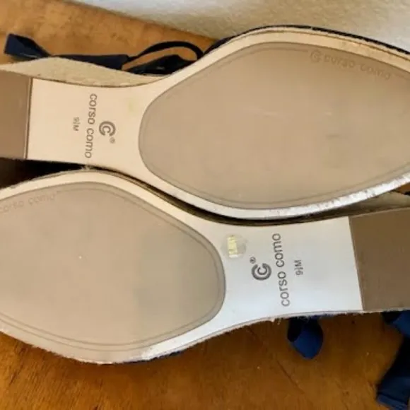 New CORSO COMO Romley Navy Blue Espadrille Wedge Sandal 9.5 MSRP $129