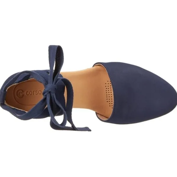 New CORSO COMO Romley Navy Blue Espadrille Wedge Sandal 9.5 MSRP $129