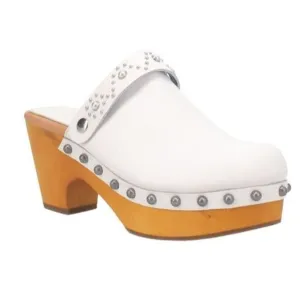 NEW! Dingo Deadwood Clog Mules White Studded Shoes Women's Size 7.5