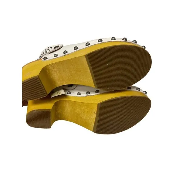 NEW! Dingo Deadwood Clog Mules White Studded Shoes Women's Size 7.5