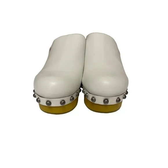 NEW! Dingo Deadwood Clog Mules White Studded Shoes Women's Size 7.5