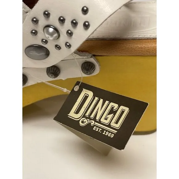 NEW! Dingo Deadwood Clog Mules White Studded Shoes Women's Size 7.5