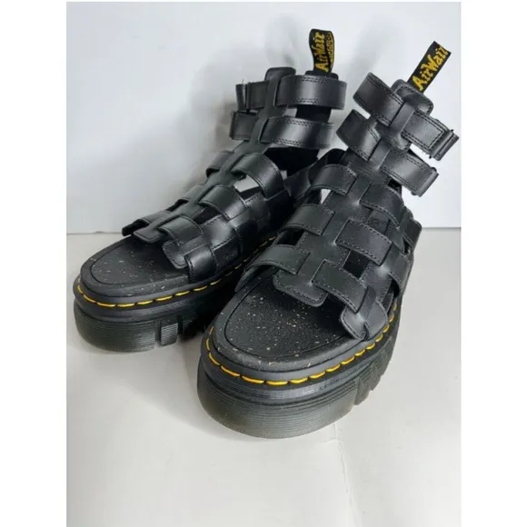 New Doc Dr. Martens Ricki Gladiator Sandals US 5 EU 36 Black Leather Womens