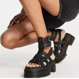 New Doc Dr. Martens Ricki Gladiator Sandals US 5 EU 36 Black Leather Womens