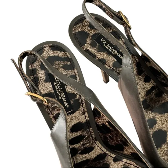 New! Dolce &amp; Gabbana Peep Toe Sling Back Platform Heels
