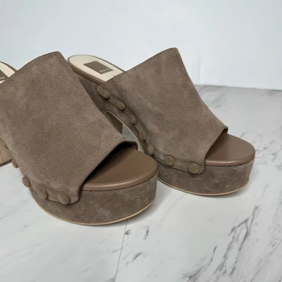 New! Dolce Vita Emol Gray Suede Platform Heeled Sandal 10