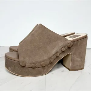 New! Dolce Vita Emol Gray Suede Platform Heeled Sandal 10