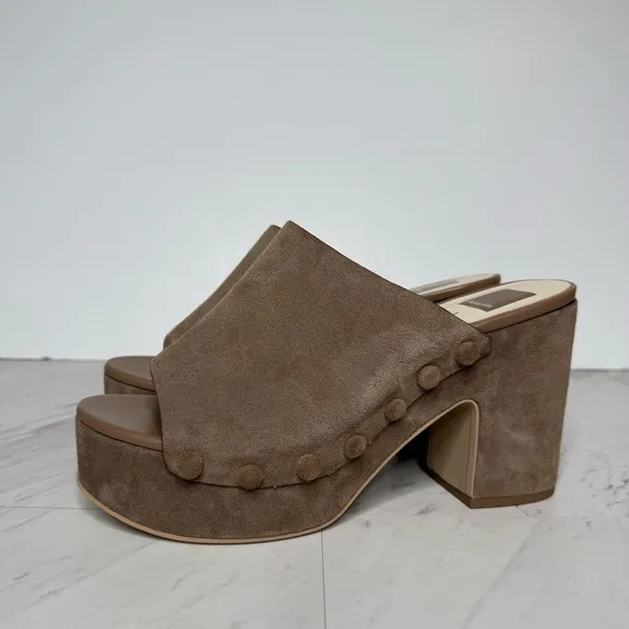 New! Dolce Vita Emol Gray Suede Platform Heeled Sandal 10