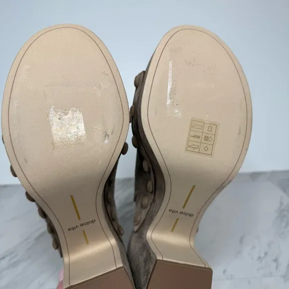 New! Dolce Vita Emol Gray Suede Platform Heeled Sandal 10