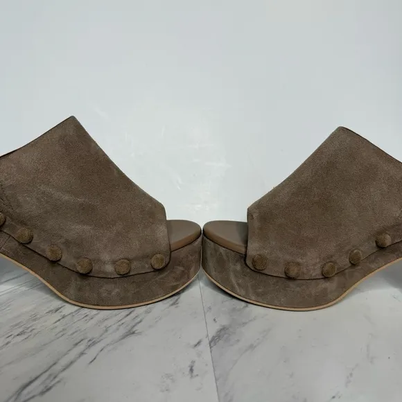 New! Dolce Vita Emol Gray Suede Platform Heeled Sandal 10