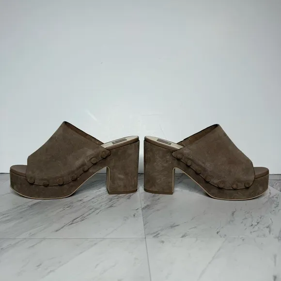 New! Dolce Vita Emol Gray Suede Platform Heeled Sandal 10
