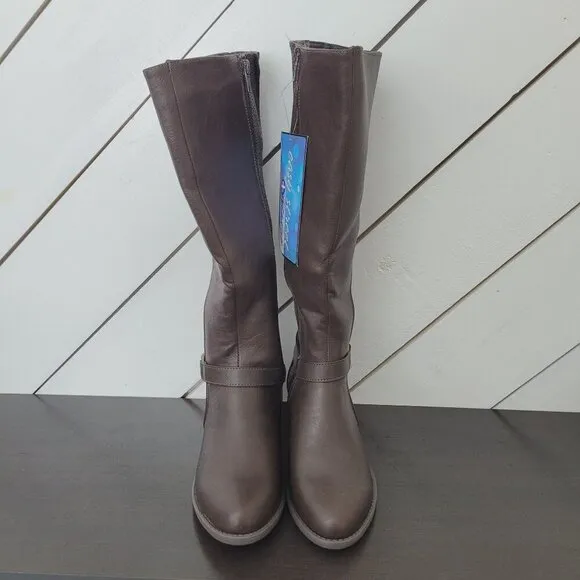 NEW Easy Street Luella Plus Womens 6.5WW Calf Wide Brown Boots Faux Leather 4PT
