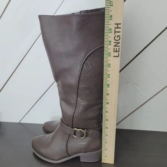 NEW Easy Street Luella Plus Womens 6.5WW Calf Wide Brown Boots Faux Leather 4PT