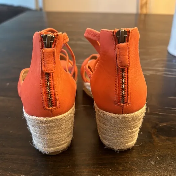 NEW Eileen Fisher Wanda Orange platform wedge espadrille sandals women size 8.5