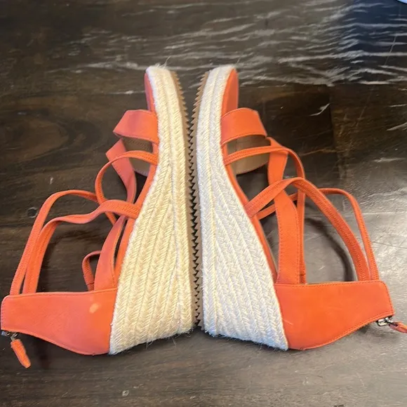 NEW Eileen Fisher Wanda Orange platform wedge espadrille sandals women size 8.5