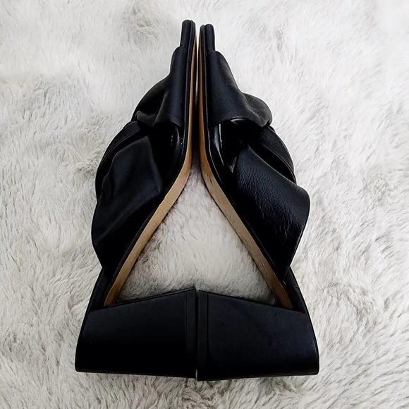 NEW Everlane The Day Twist Heel Black Leather Front Twist Mules