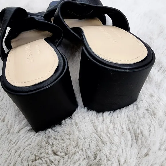 NEW Everlane The Day Twist Heel Black Leather Front Twist Mules