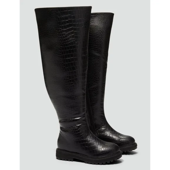 New Fashion to Figure Malia Over-The-Knee Crocodile Texture Boots Size 8W