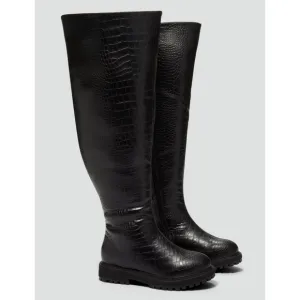 New Fashion to Figure Malia Over-The-Knee Crocodile Texture Boots Size 8W