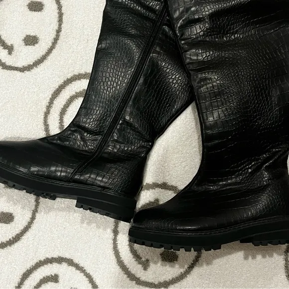 New Fashion to Figure Malia Over-The-Knee Crocodile Texture Boots Size 8W
