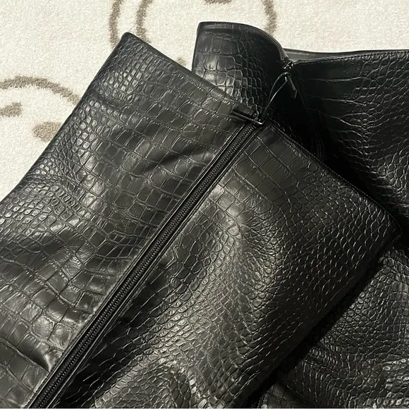 New Fashion to Figure Malia Over-The-Knee Crocodile Texture Boots Size 8W