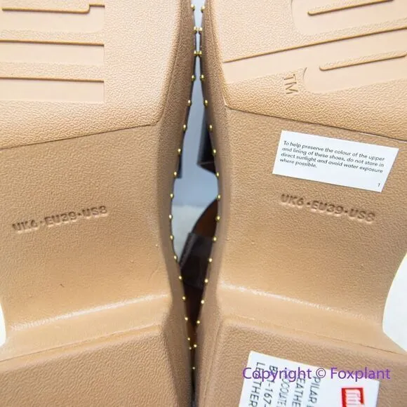 New! FitFlop women's Pilar Back-Strap Leather Clogs in Brown, size‎ 8