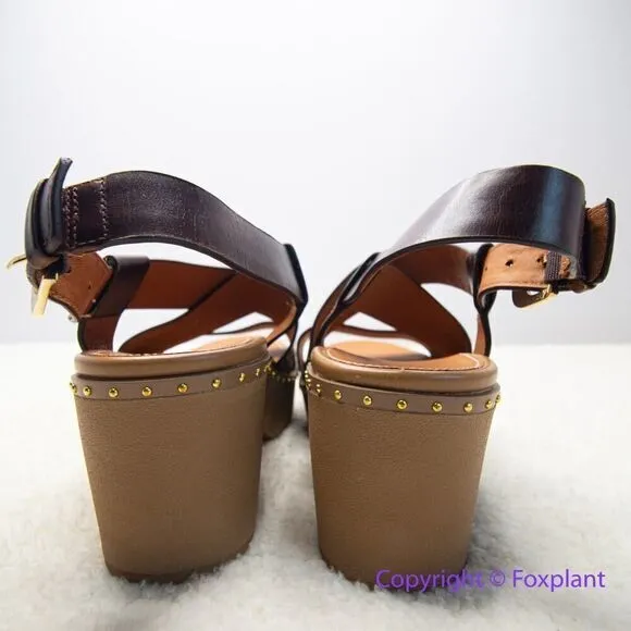 New! FitFlop women's Pilar Back-Strap Leather Clogs in Brown, size‎ 8
