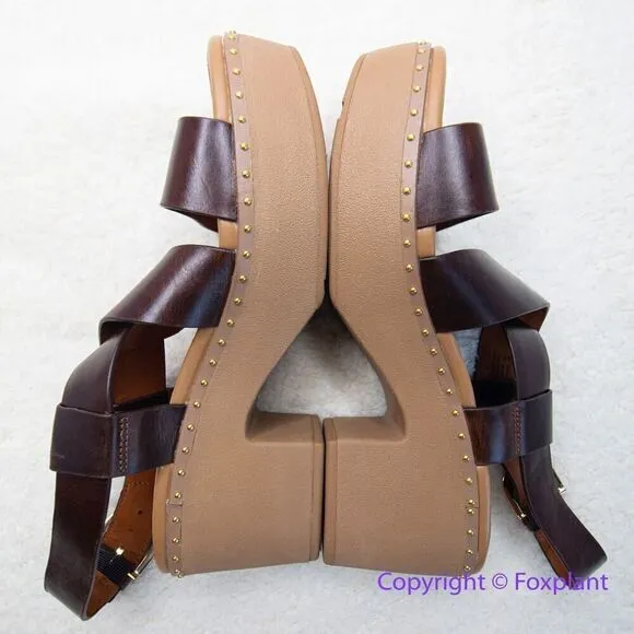 New! FitFlop women's Pilar Back-Strap Leather Clogs in Brown, size‎ 8
