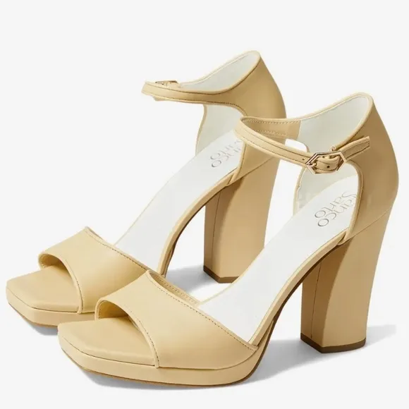 NEW! Franco Sarto Beige Leather Dima Heels- Size 9.5