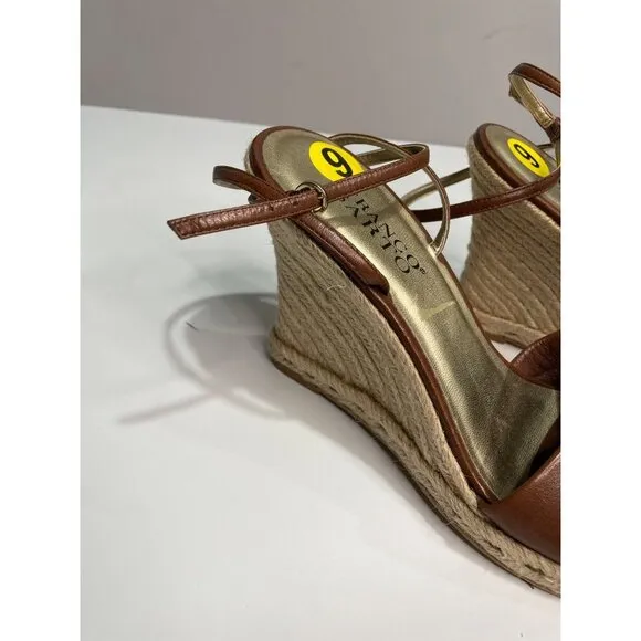 New Franco Sarto Brown Espadrille Wedge Sandals Women's Size 9