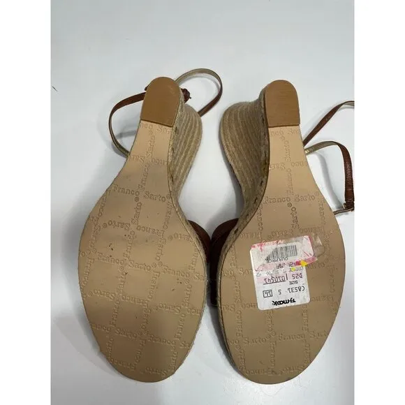 New Franco Sarto Brown Espadrille Wedge Sandals Women's Size 9