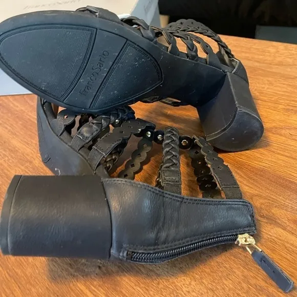 NEW Franco Sarto L-Paisley black Gladiator Block Heel Strappy Studded Shoes
