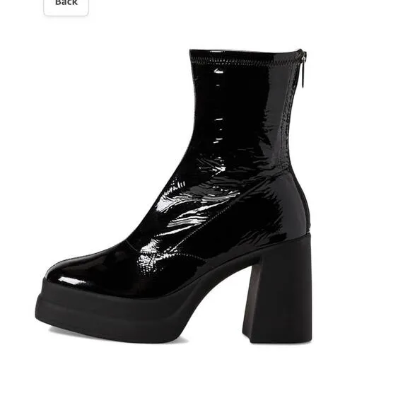 NEW Free People Double Stack Platform Boots Black Patent Leather Womens 9/39.5
