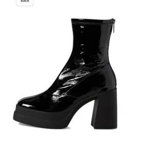NEW Free People Double Stack Platform Boots Black Patent Leather Womens 9/39.5