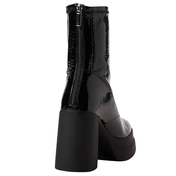 NEW Free People Double Stack Platform Boots Black Patent Leather Womens 9/39.5