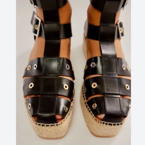new FREE PEOPLE Gable  Leather Gladiator Espadrille Sandals  253