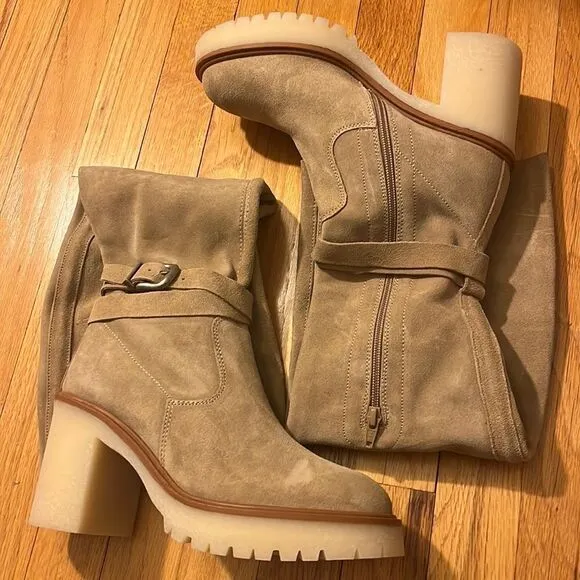 New Free People Jasper Platform Over The Knee Boots Suede Tan Size 9.5