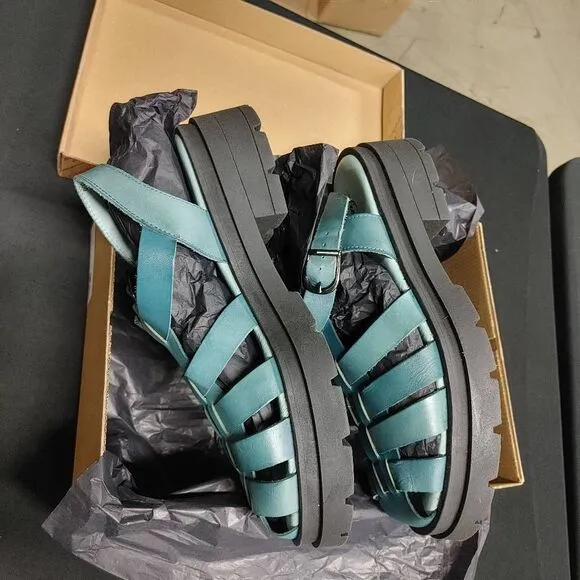 New Free People Oasis Blue Delaney Fisherman Platform Sandals 40
