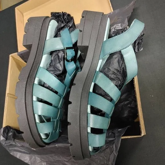 New Free People Oasis Blue Delaney Fisherman Platform Sandals 40