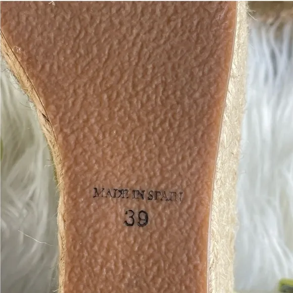 New Free People Sunny Lime Leather Coastal Platform Wedge Burlap Sandals39/US 9