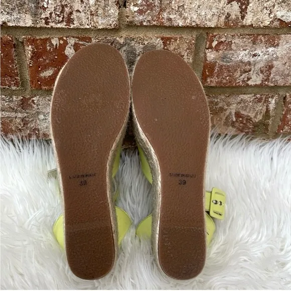 New Free People Sunny Lime Leather Coastal Platform Wedge Burlap Sandals39/US 9
