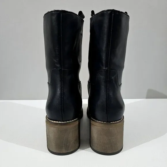 NEW Free People Tabby Ankle Boot Heeled Black Leather EU Size 41