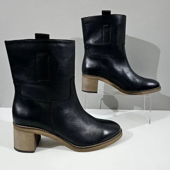 NEW Free People Tabby Ankle Boot Heeled Black Leather EU Size 41
