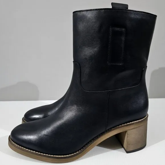NEW Free People Tabby Ankle Boot Heeled Black Leather EU Size 41