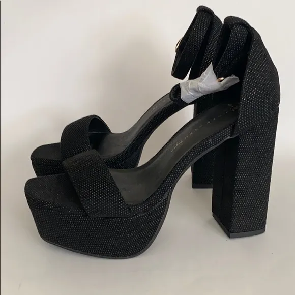 NEW Free People Vegan Suede Feel Black Platform Sandals Sz 8