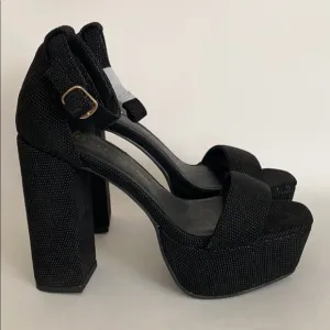 NEW Free People Vegan Suede Feel Black Platform Sandals Sz 8