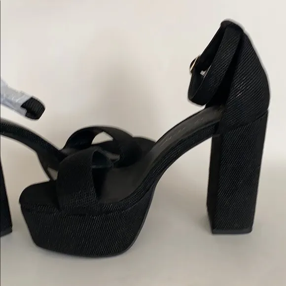 NEW Free People Vegan Suede Feel Black Platform Sandals Sz 8